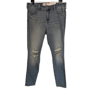 Hollister Womens Jeans, Medium Wash Curvy High-Rise Super Skinny Jeans, Sz 16/33